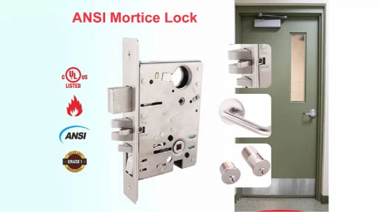 ANSI Grade1 Modern Safe UL Listed Stainless Steel Fire Rated Hardware Mortice Type Lockset Apartment Hotel Entrance Front Commercial Door Mortise Lock
